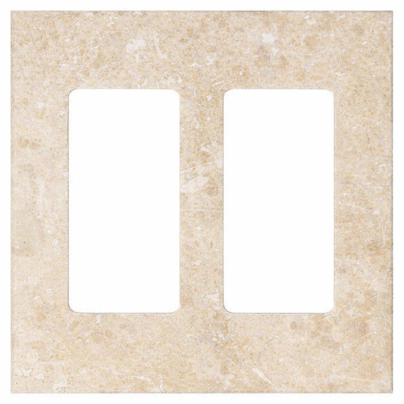 Walnut Travertine Switch Plate Covers 4-1/2x4 1/2 Honed Plate Cover 2-ROCKER