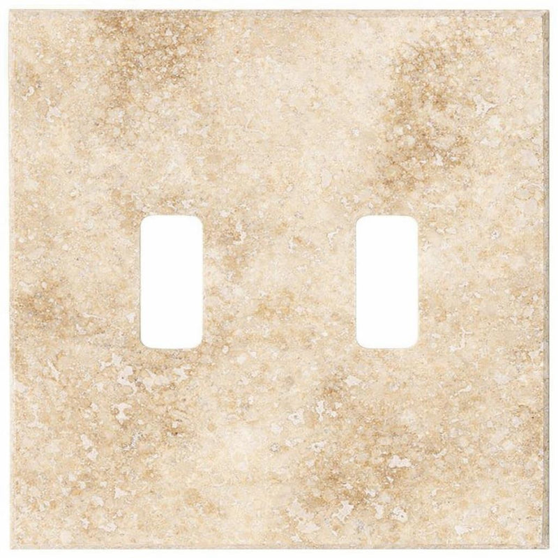 Walnut Travertine Switch Plate Covers 4-1/2x4 1/2 Honed Plate Cover 2-TOGGLE