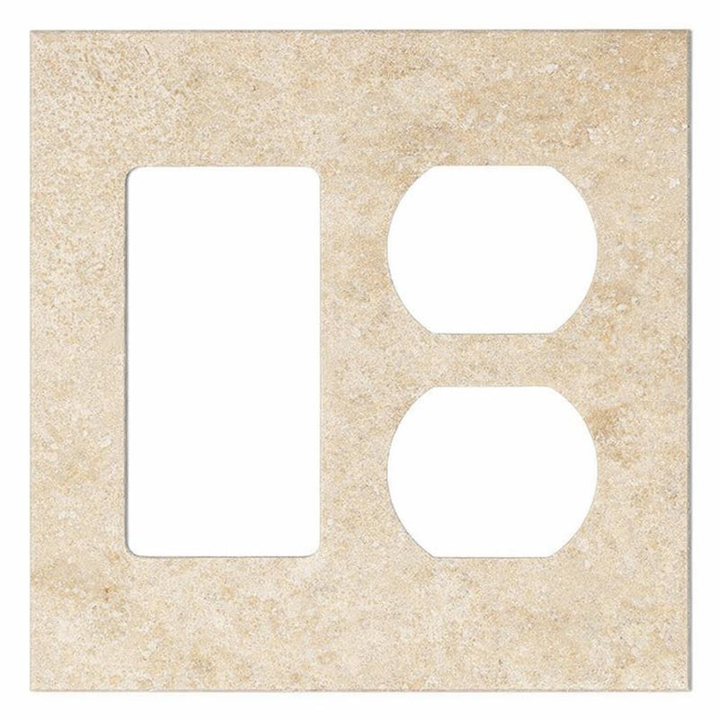 Walnut Travertine Switch Plate Covers 4-1/2x4 1/2 Honed Plate Cover ROCKER - DUPLEX