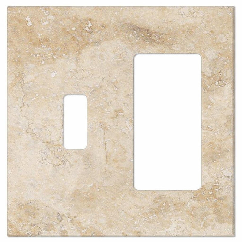 Walnut Travertine Switch Plate Covers 4-1/2x4 1/2 Honed Plate Cover TOGGLE - ROCKER