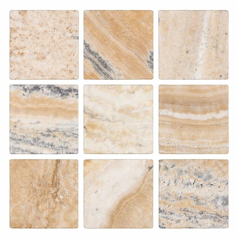 Latravonya Travertine 4x4 Tumbled Travertine Tile