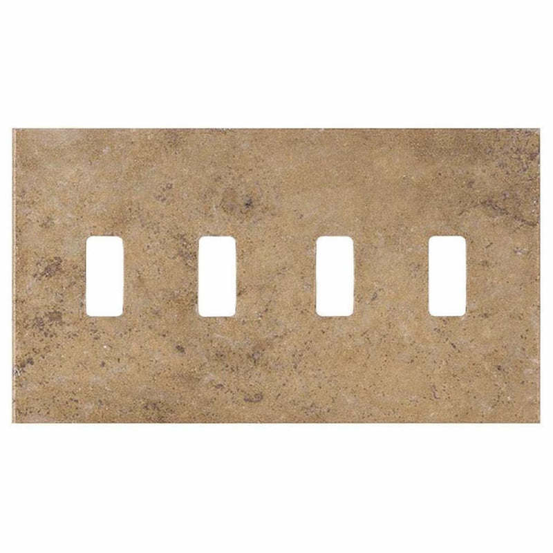 Noce Travertine Switch Plate Covers 4-1/2x8 1/4 Honed Plate Cover 4-TOGGLE