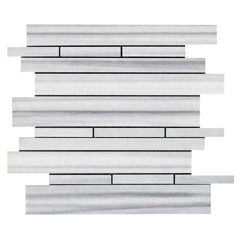 Mink / Equator (Zebra) Mink Marble Polished Random-Strip Mosaic