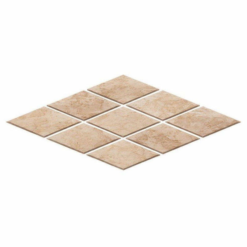 Cappuccino Marble 3x6 Polished Deep-Beveled Diamond Mosaic
