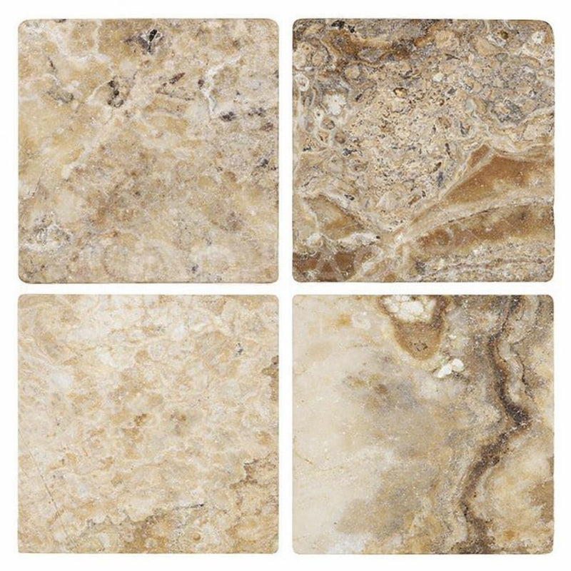 Antico Onyx 6x6 Tumbled Travertine Tile