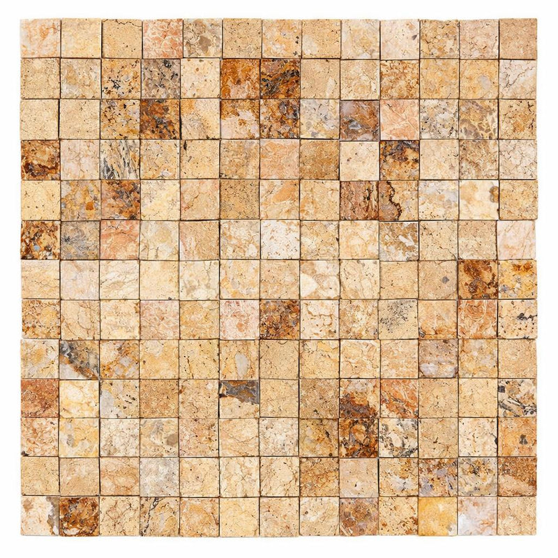 Scabos Travertine 1x1 Split-faced Travertine Mosaic