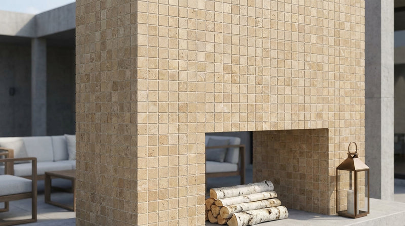 Noce (Antalya) Travertine 5/8x5/8 Tumbled Travertine Mosaic