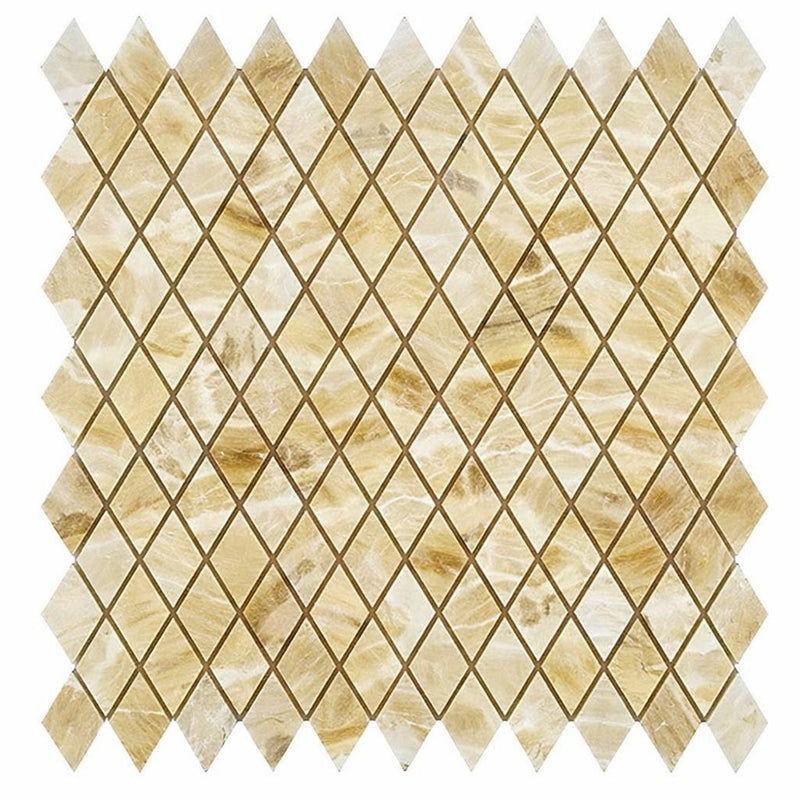 Honey (Giallo Crystal) Onyx 1x2 Polished Diamond / Rhomboid Mosaic