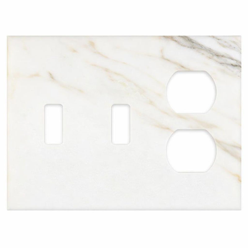 Calacatta Gold Switch Plate Covers 4-1/2x6 1/3 Honed Plate Cover 3-DUPLEX