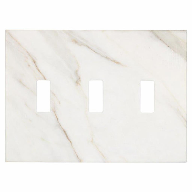 Calacatta Gold Switch Plate Covers 4-1/2x6 1/3 Honed Plate Cover 3-TOGGLE