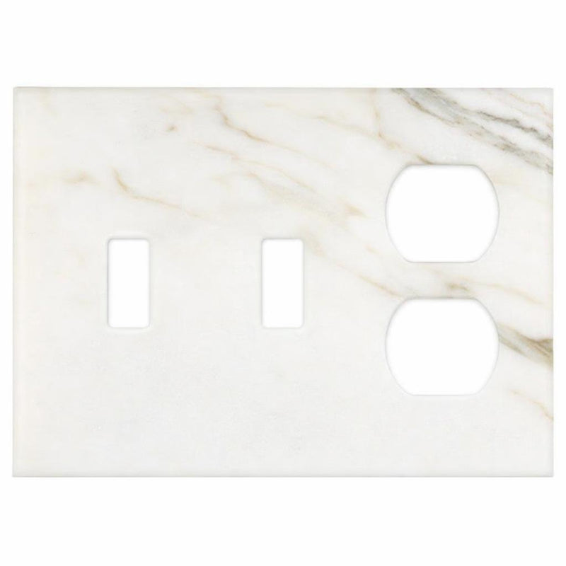 Calacatta Gold Switch Plate Covers 4-1/2x6 1/3 Honed Plate Cover DOUBLE TOGGLE - DUPLEX