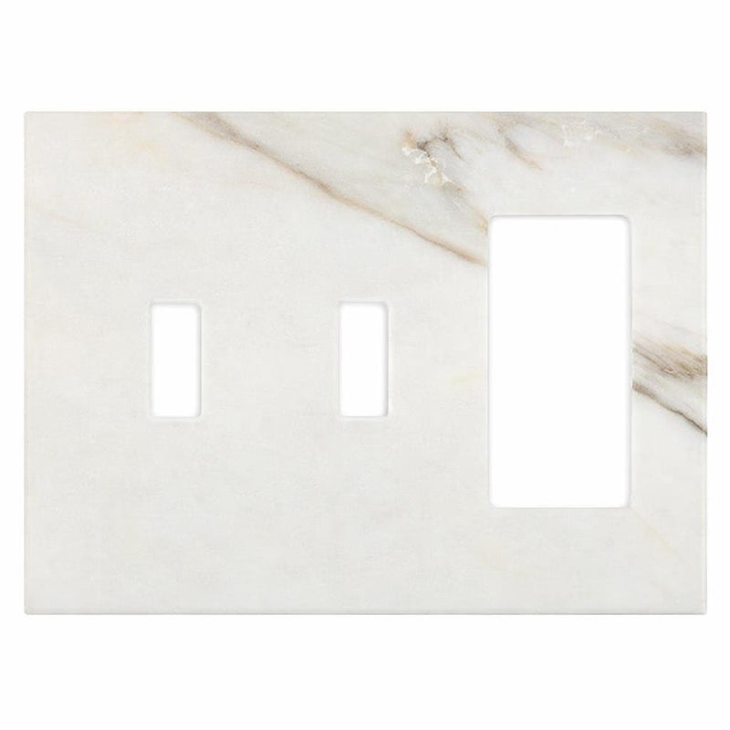 Calacatta Gold Switch Plate Covers 4-1/2x6 1/3 Honed Plate Cover DOUBLE TOGGLE - ROCKER