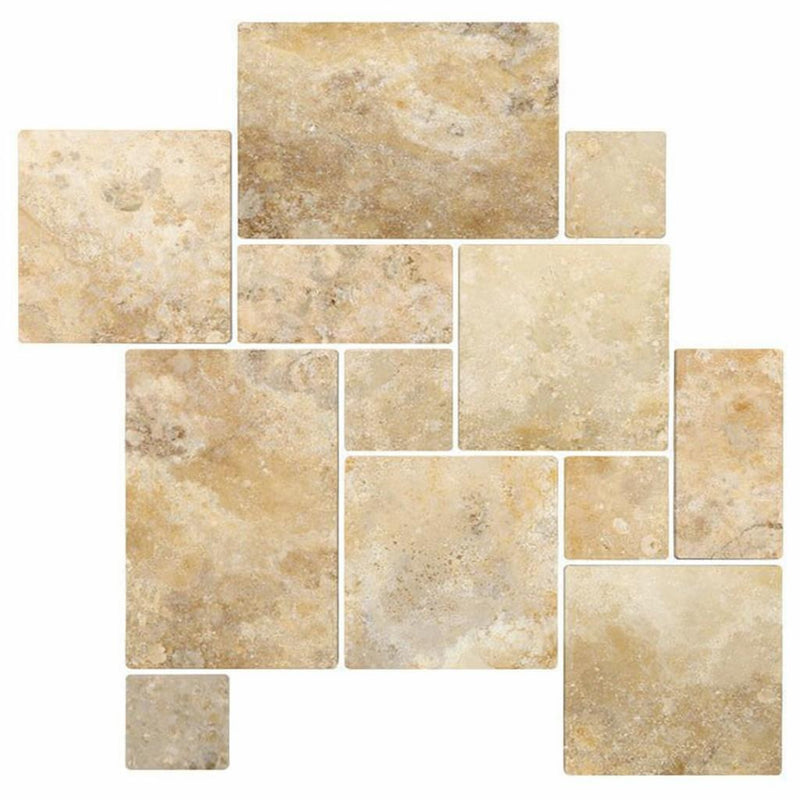 Antico Onyx Versailles Pattern Antiqued (Hand-Tumbled) Travertine Tile
