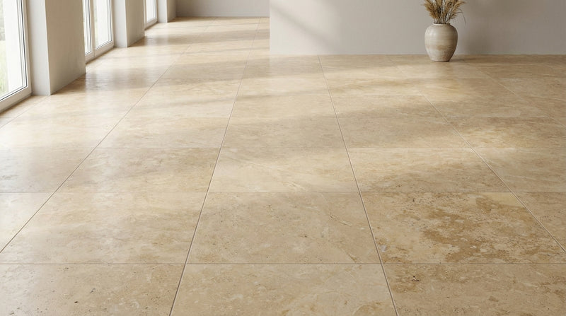 Gold / Yellow Gold Travertine 18x18 Filled & Honed Travertine Tile