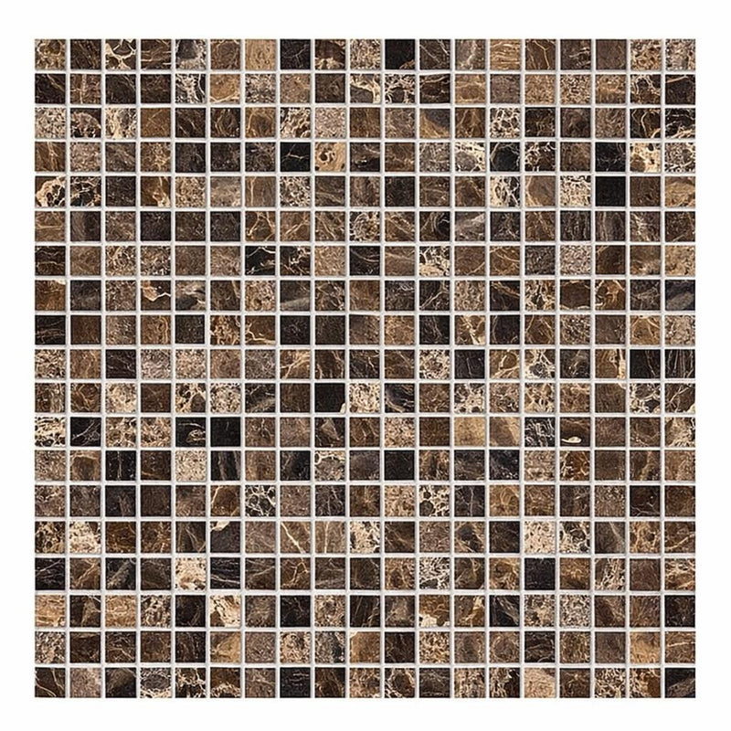 Emperador Dark (Spanish) Marble 5/8x5/8 Tumbled Mosaic