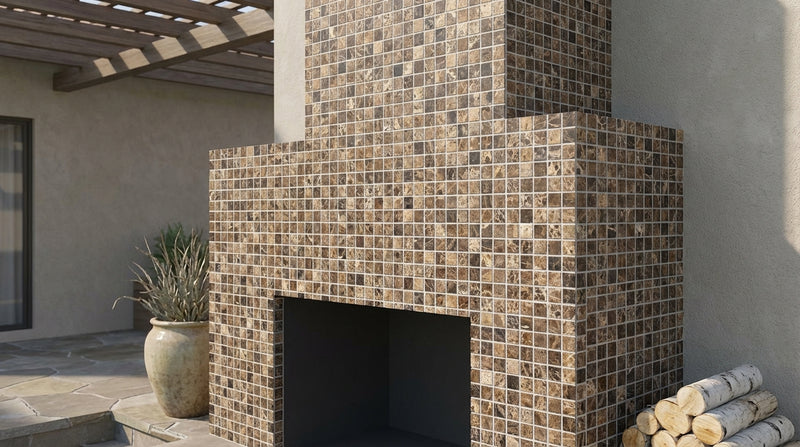 Emperador Dark (Spanish) Marble 5/8x5/8 Tumbled Mosaic