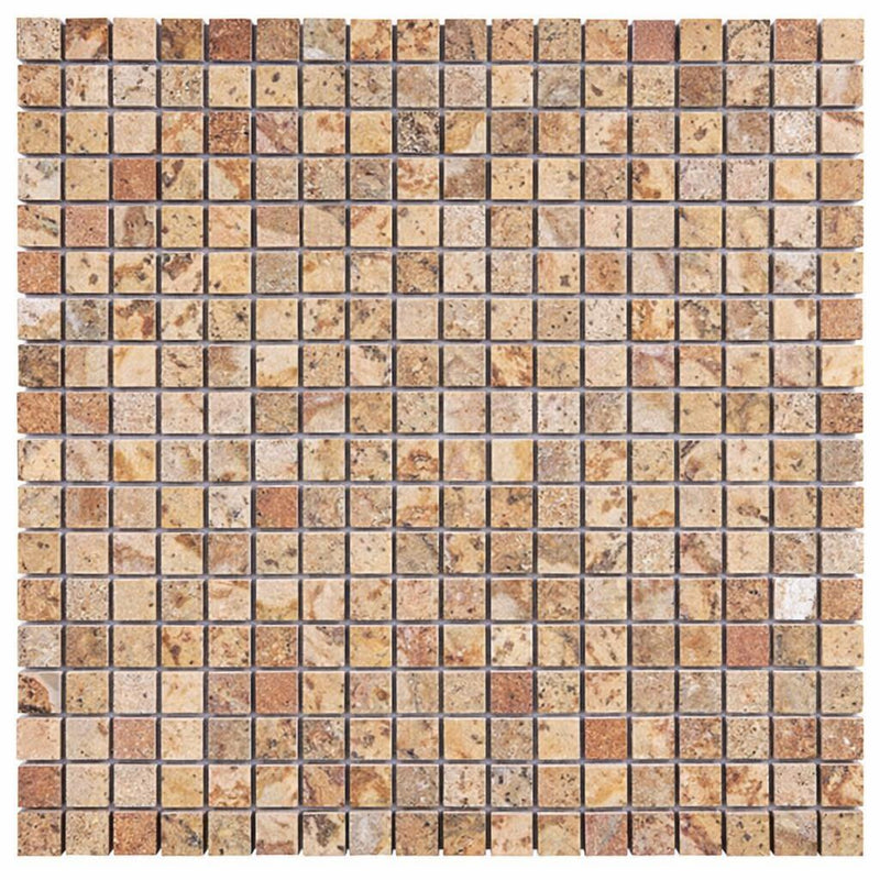 Scabos Travertine 5/8x5/8 Polished Travertine Mosaic