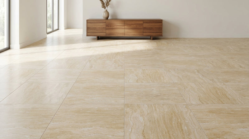 Ivory / Light Travertine 24x24 Cream Filled & Polished Tile