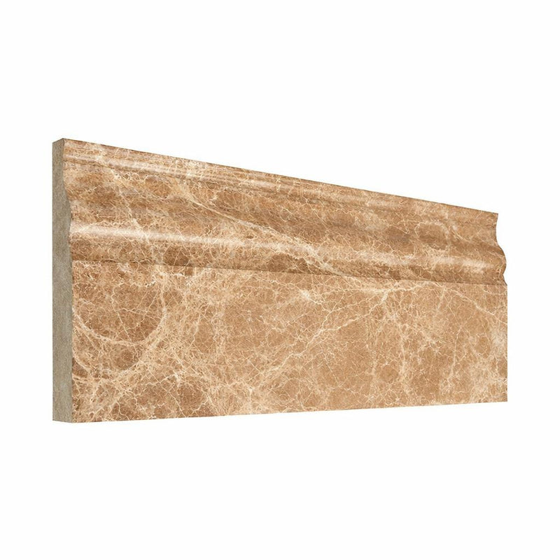 Emperador Light Marble 4-3/4x12 Polished Tile Baseboard Trim