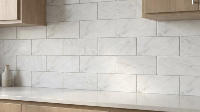 Oriental White (Asian Statuary) Oriental White Marble 3x6 Tumbled Tile