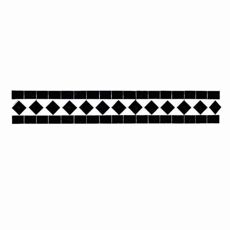 Thassos White (Greek) Thassos White Marble 2x12 Polished / Honed Tile BIAS Border (w/ Black)