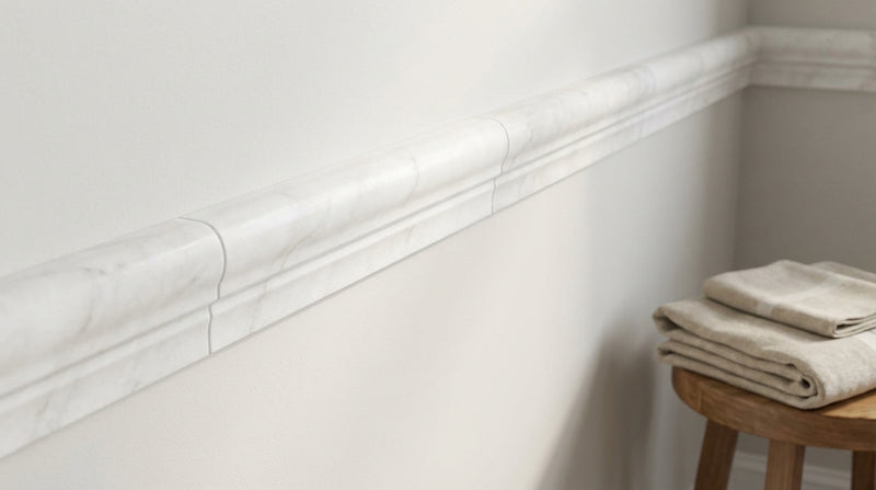 Thassos White (Greek) Thassos White Marble 2x12 Polished / Honed Tile OG-1 (Single-step Chair Rail Trim)