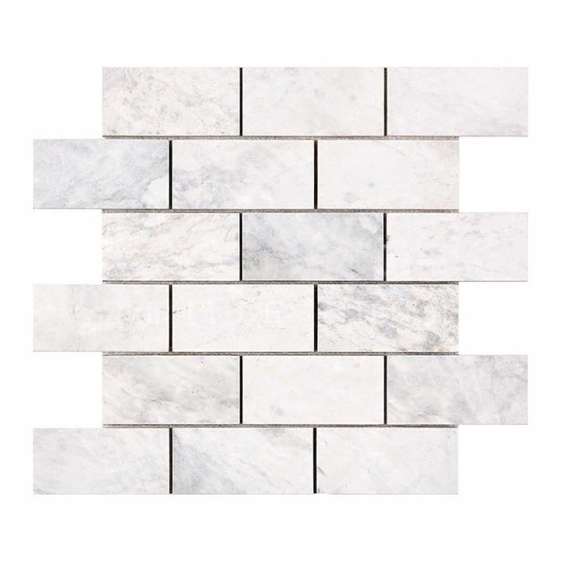 Bianco Congelato Marble 2x4 Leathered Dolomite Brick Joint Mosaic Brick Mosaic