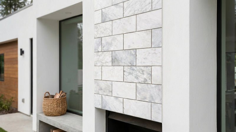 Bianco Congelato Marble 2x4 Leathered Dolomite Brick Joint Mosaic Brick Mosaic