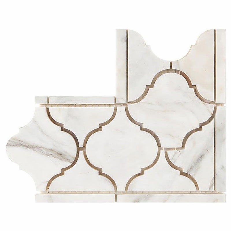 Calacatta Gold (Italian) Calacatta Gold Marble Polished / Honed Tile Lantern (Luxury) Border - (Corner) Lantern Border CORNER