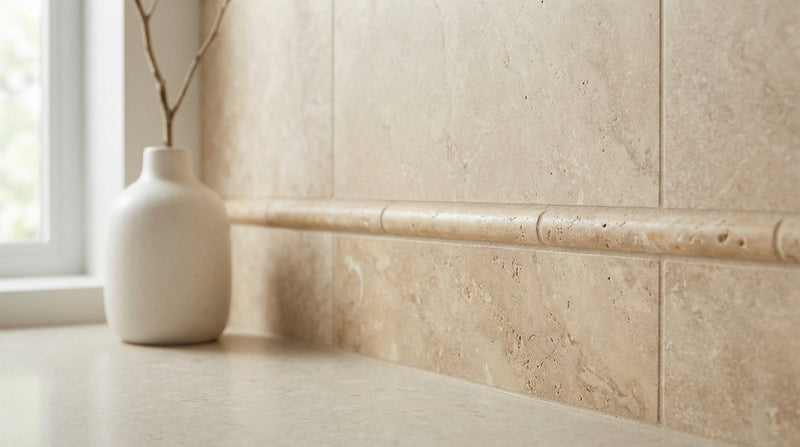Gold / Yellow Gold Travertine 1/2x12 Honed Travertine Tile Pencil Liner