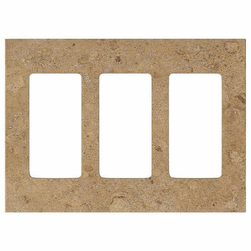 Noce Travertine Switch Plate Covers 4-1/2x6 1/3 Honed Plate Cover 3-ROCKER