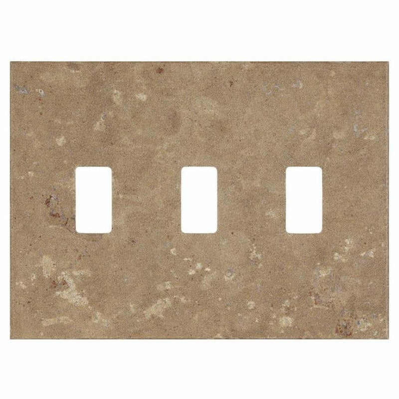 Noce Travertine Switch Plate Covers 4-1/2x6 1/3 Honed Plate Cover 3-TOGGLE