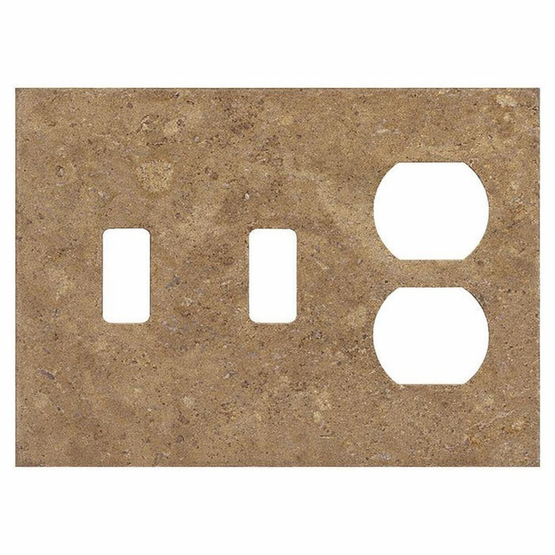 Noce Travertine Switch Plate Covers 4-1/2x6 1/3 Honed Plate Cover DOUBLE TOGGLE - DUPLEX