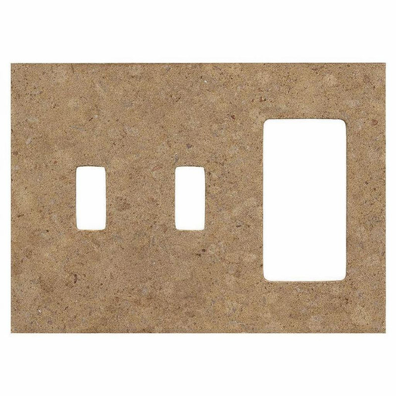 Noce Travertine Switch Plate Covers 4-1/2x6 1/3 Honed Plate Cover DOUBLE TOGGLE - ROCKER