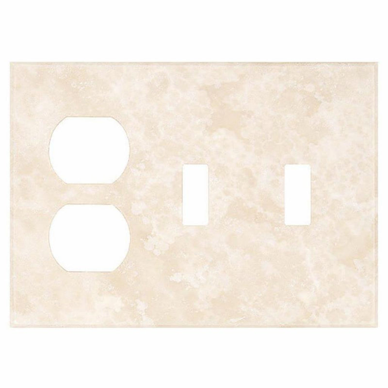 Ivory / Light Travertine Switch Plate Covers 4-1/2x6 1/3 Cream Honed Plate Cover 3-DUPLEX