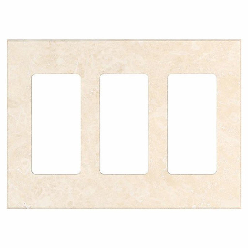 Ivory / Light Travertine Switch Plate Covers 4-1/2x6 1/3 Cream Honed Plate Cover 3-ROCKER