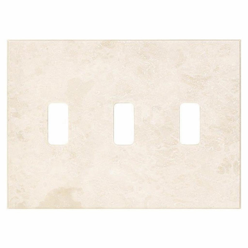 Ivory / Light Travertine Switch Plate Covers 4-1/2x6 1/3 Cream Honed Plate Cover 3-TOGGLE