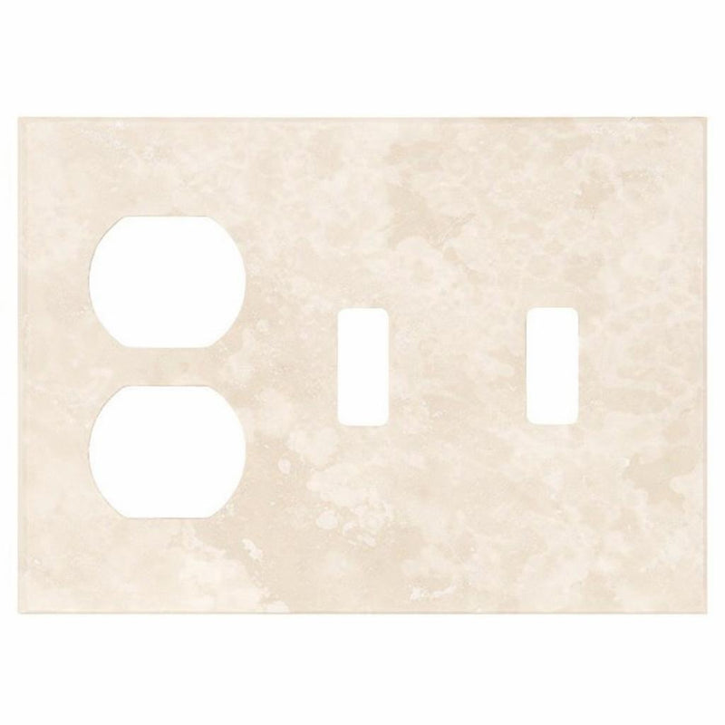 Ivory / Light Travertine Switch Plate Covers 4-1/2x6 1/3 Cream Honed Plate Cover DOUBLE TOGGLE - DUPLEX