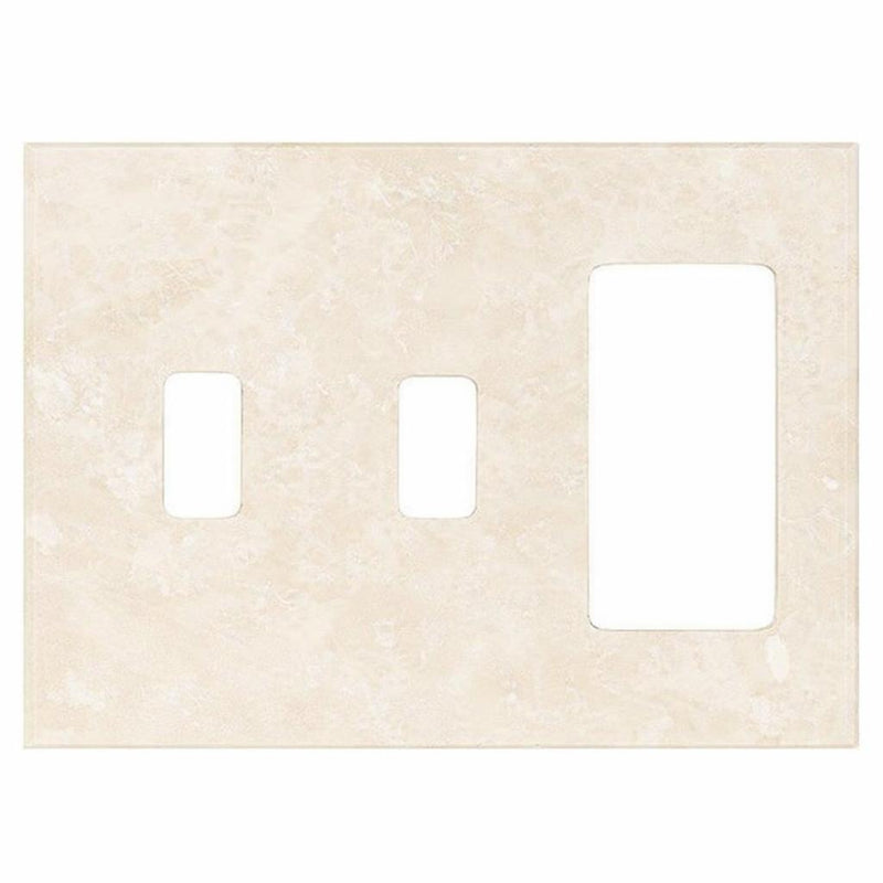 Ivory / Light Travertine Switch Plate Covers 4-1/2x6 1/3 Cream Honed Plate Cover DOUBLE TOGGLE - ROCKER