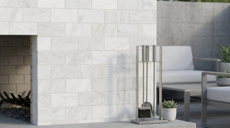 Afyon White Marble 1x2 Polished Brick Joint Mosaic Brick Mosaic