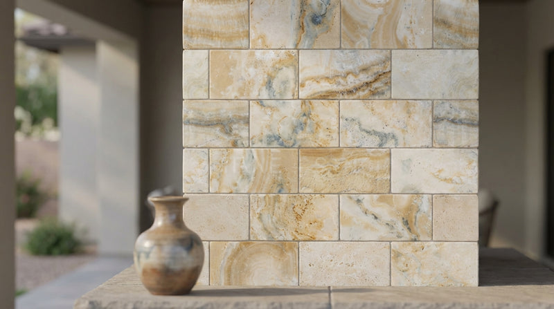 Antico Onyx 2x4 Tumbled Travertine Brick Joint Mosaic Brick Mosaic