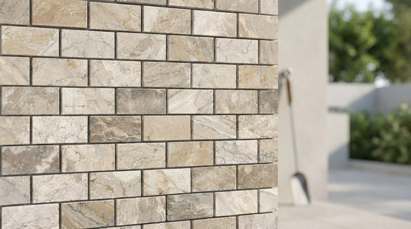 Atlantic Gray Marble 1x2 Split-Faced Mosaic