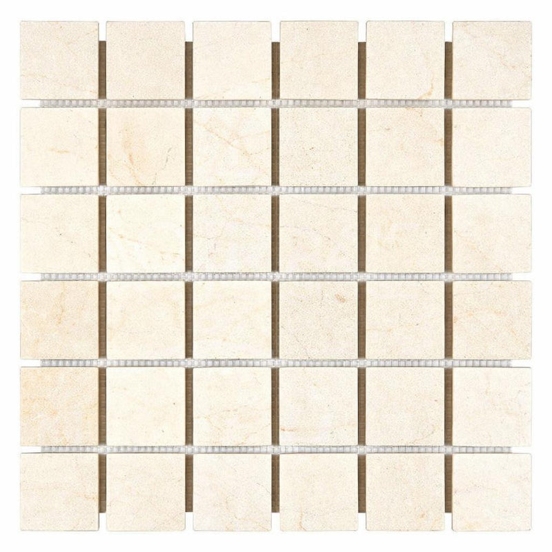 Crema Marfil (Spanish) Marble 2x2 Cream Tumbled Mosaic