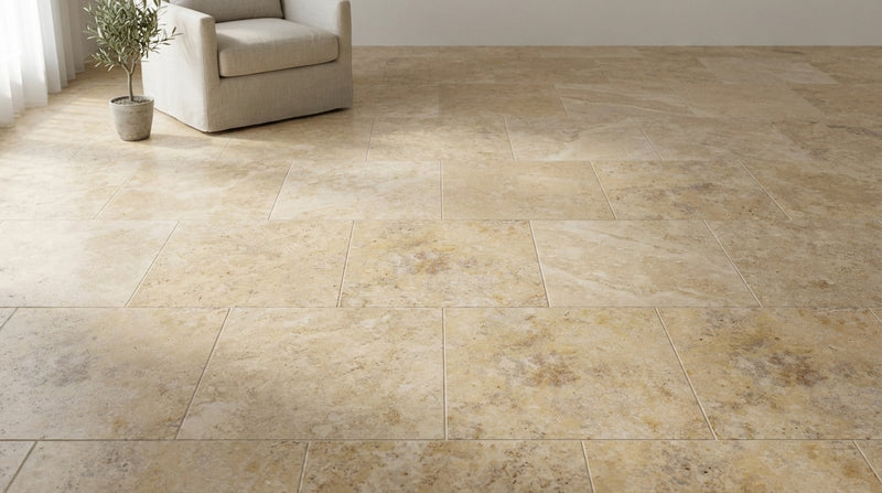 Gold / Yellow Gold Travertine 12x12 Filled & Honed Travertine Tile
