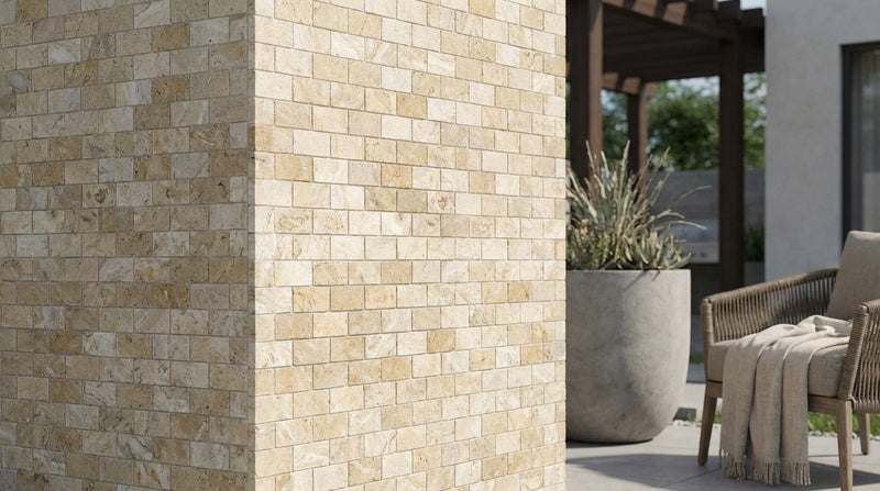 Latravonya Travertine 1x2 Filled & Honed Travertine Brick Joint Mosaic Brick Mosaic