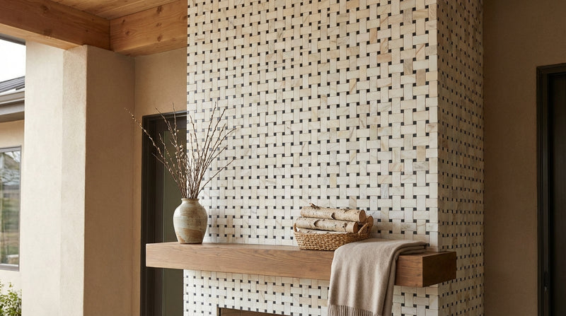 Calacatta Gold (Italian) Marble Honed Basketweave Mosaic (w/ Black)