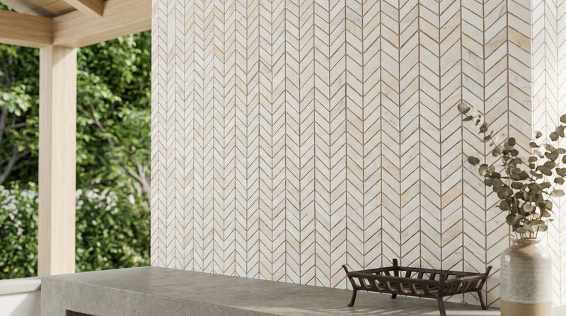 Calacatta Gold (Italian) Marble Honed Chevron Mosaic Chevron (Mini)