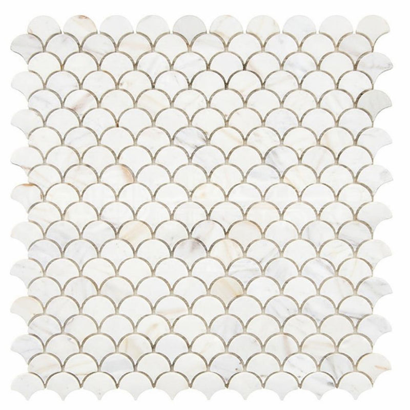 Calacatta Gold (Italian) Marble Honed Fan Mosaic FAN (Raindrop) Mosaic