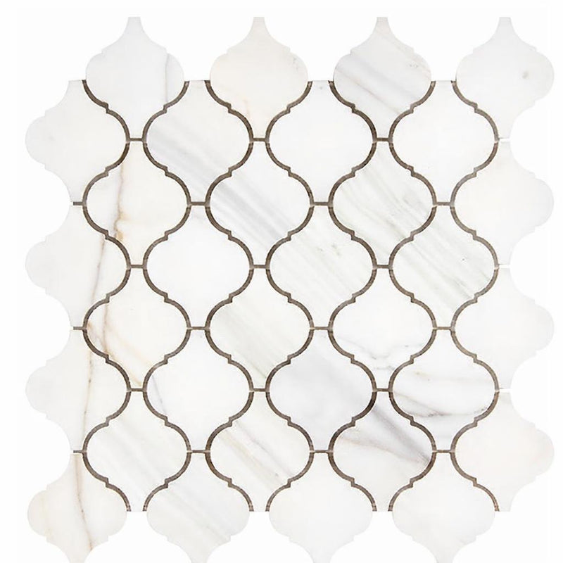 Calacatta Gold (Italian) Marble Honed Lantern Mosaic (3") (Arabesque / Moroccan / Baroque)