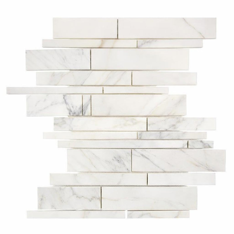 Calacatta Gold (Italian) Marble Honed Manhattan Mosaic Manhattan (Random-Strip) Mosaic